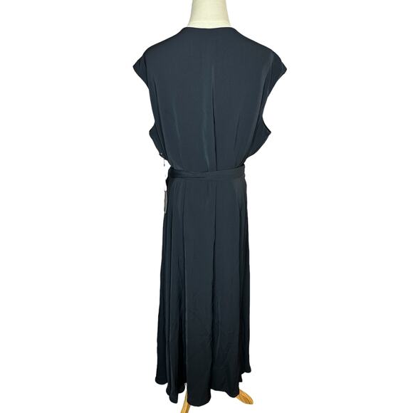 NWT Jason Wu x Eloquii Black Notch Collar V Neck Maxi Wrap Dress Plus Size 16 - Picture 8 of 10